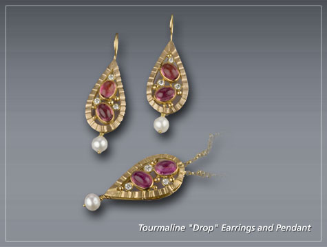 Tourmaline Drop Earrings and Pendant